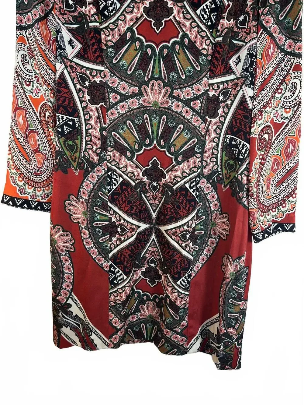 ETCETERA Women’s Red Patterned Geometric & Paisley Motif Dress / Size: 8